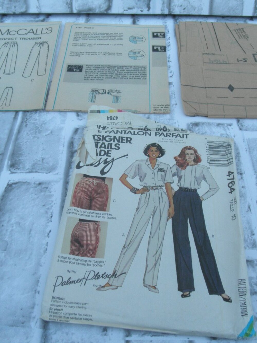 #4764, MCCALL'S UNCUT SEWING PATTERN MISSES PANTS (SIZE 10) 13 PIECES